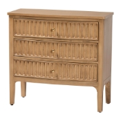 bali & pari Lavi Fluted Wood Chest - 3-Drawer Storage Chest with Textured Drawer Fronts and Round Knobs for Bedroom